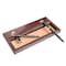 Dacasso Chocolate Brown Leather Double Pen Stand with Gold Accents AG-3404 - alternate 2
